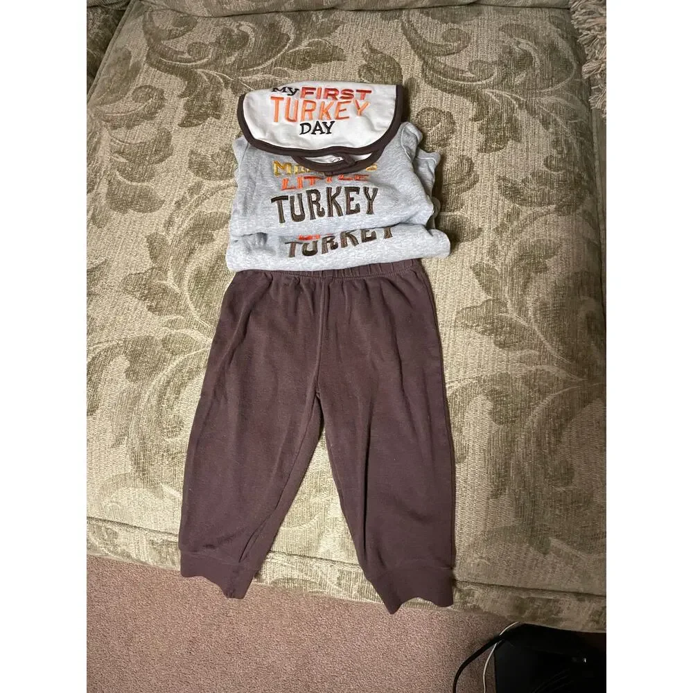 Carter’s 9 mo My‎ first turkey day Mommy’s little turkey one piece top pants bib